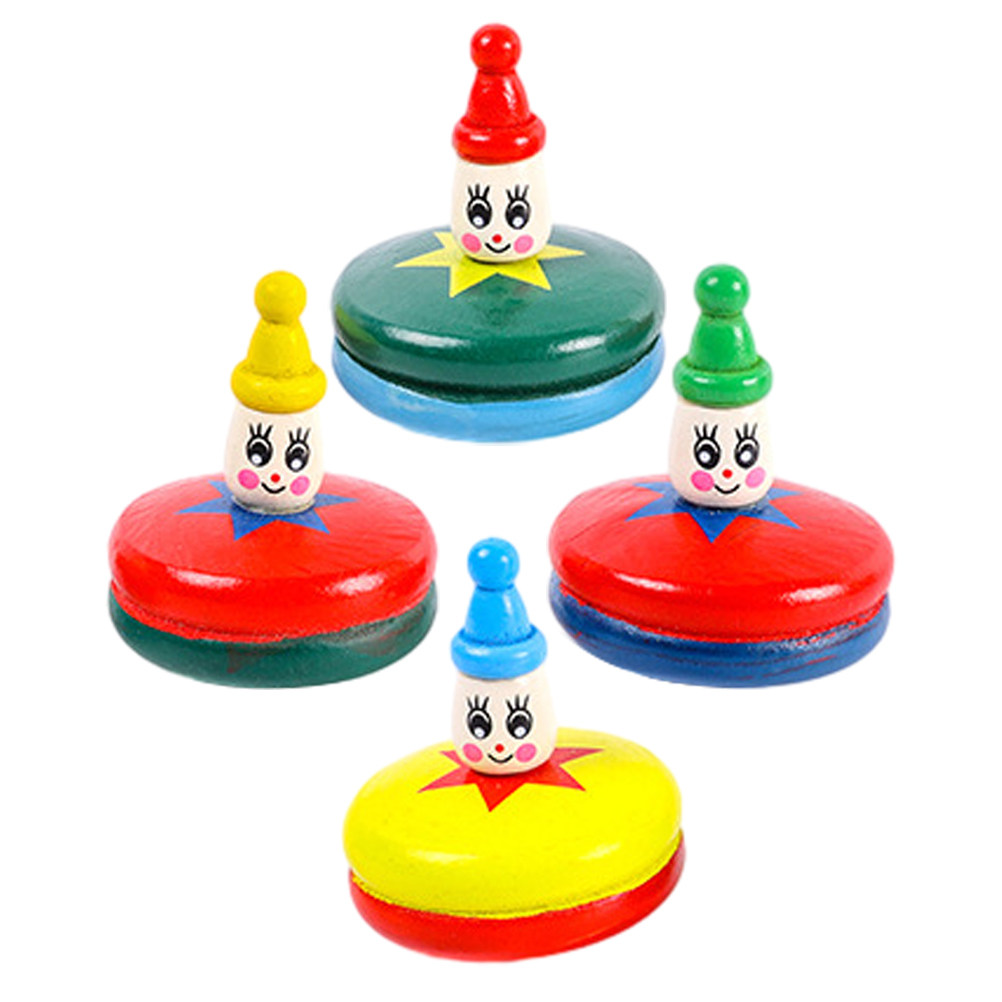 4Pcs Wooden Cartoon Gyroscopes - огляд і ціна Spin Top Gyro Toy