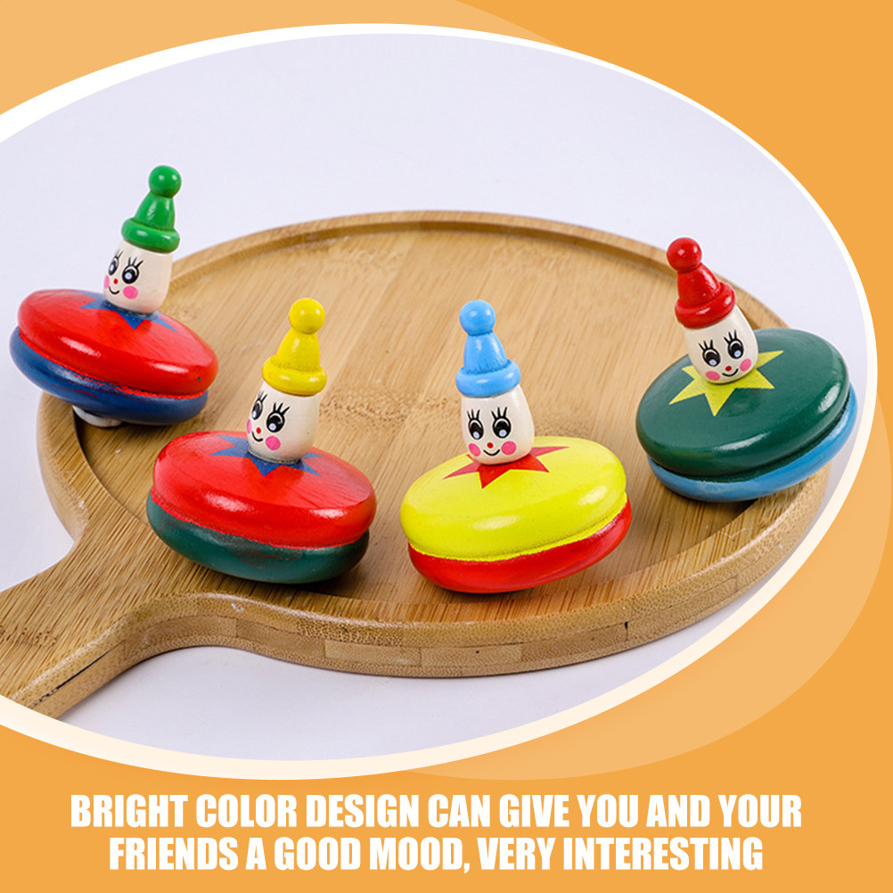4Pcs Wooden Cartoon Gyroscopes - огляд і ціна Spin Top Gyro Toy